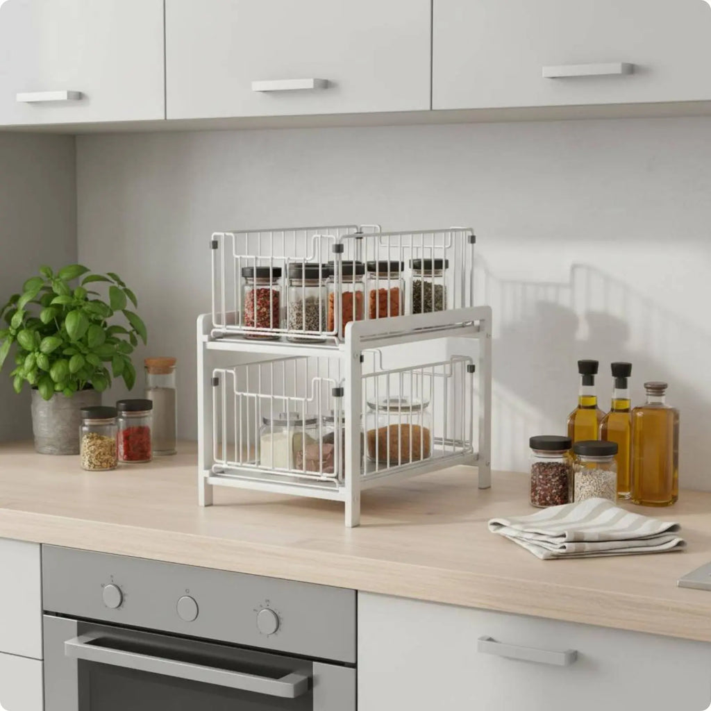 Under Sink Pull Extendable Shelf Versatile Under Sink Storage Shelf Cabinet Sliding Drawer Rack Sturdy Construction for Kitchen
