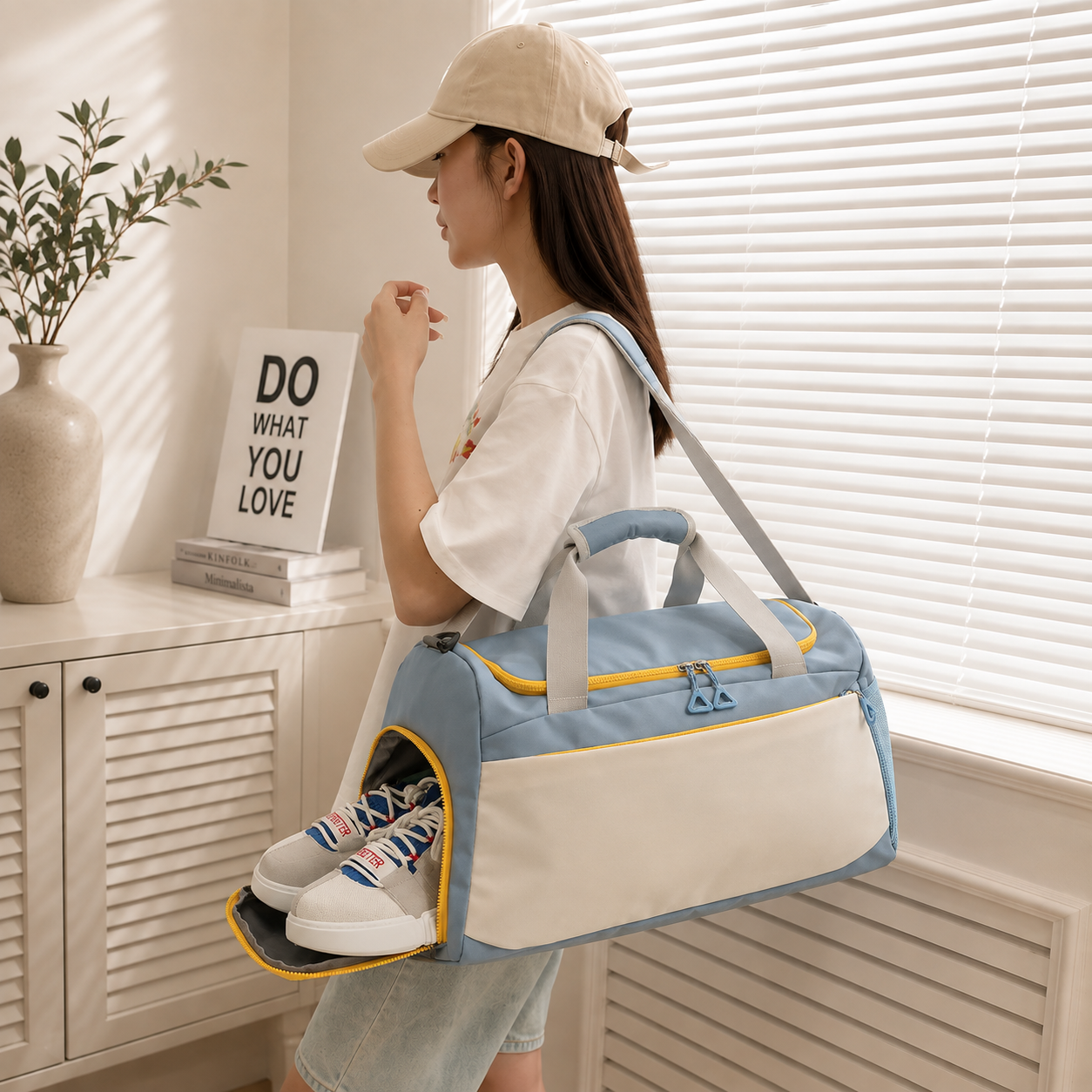 Oxford Cloth Multi Pockets Adjustable Strap Travel Bag