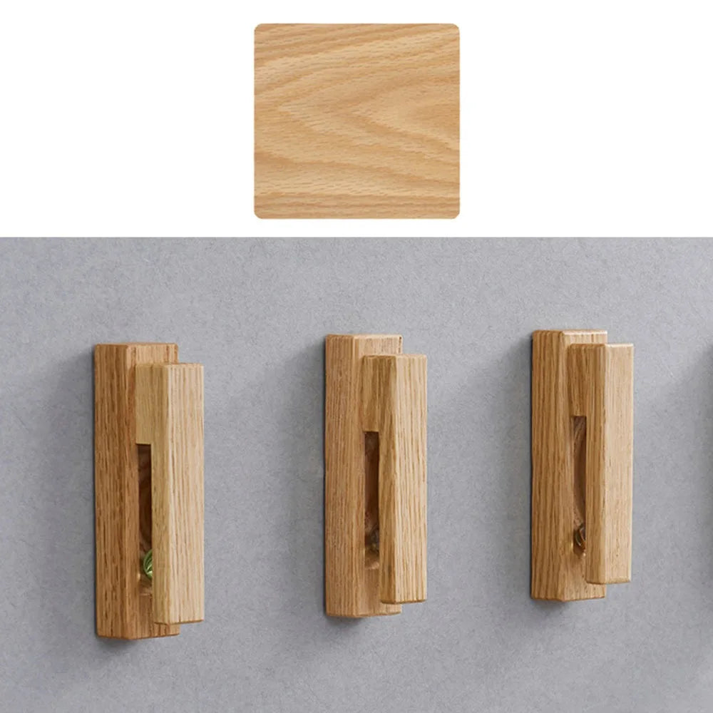 Stable Solid Wood Towel Hook No Drill Traceless Bathroom Organizer Strong Adhesive Durable Kitchen Hook Towel Organize