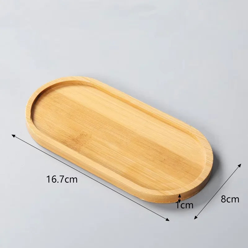 Bamboo Tray for Bathroom Small Wooden Trays Oval Decorative Tray for Organizing Accessories Vanity Trays Soap Dish for Kitchen