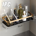 Punch Holes Black Gold Aluminum Shelves Bathroom Kitchen Storage Double Layer Space Saving Rustproof Wall Mounted Durable Design