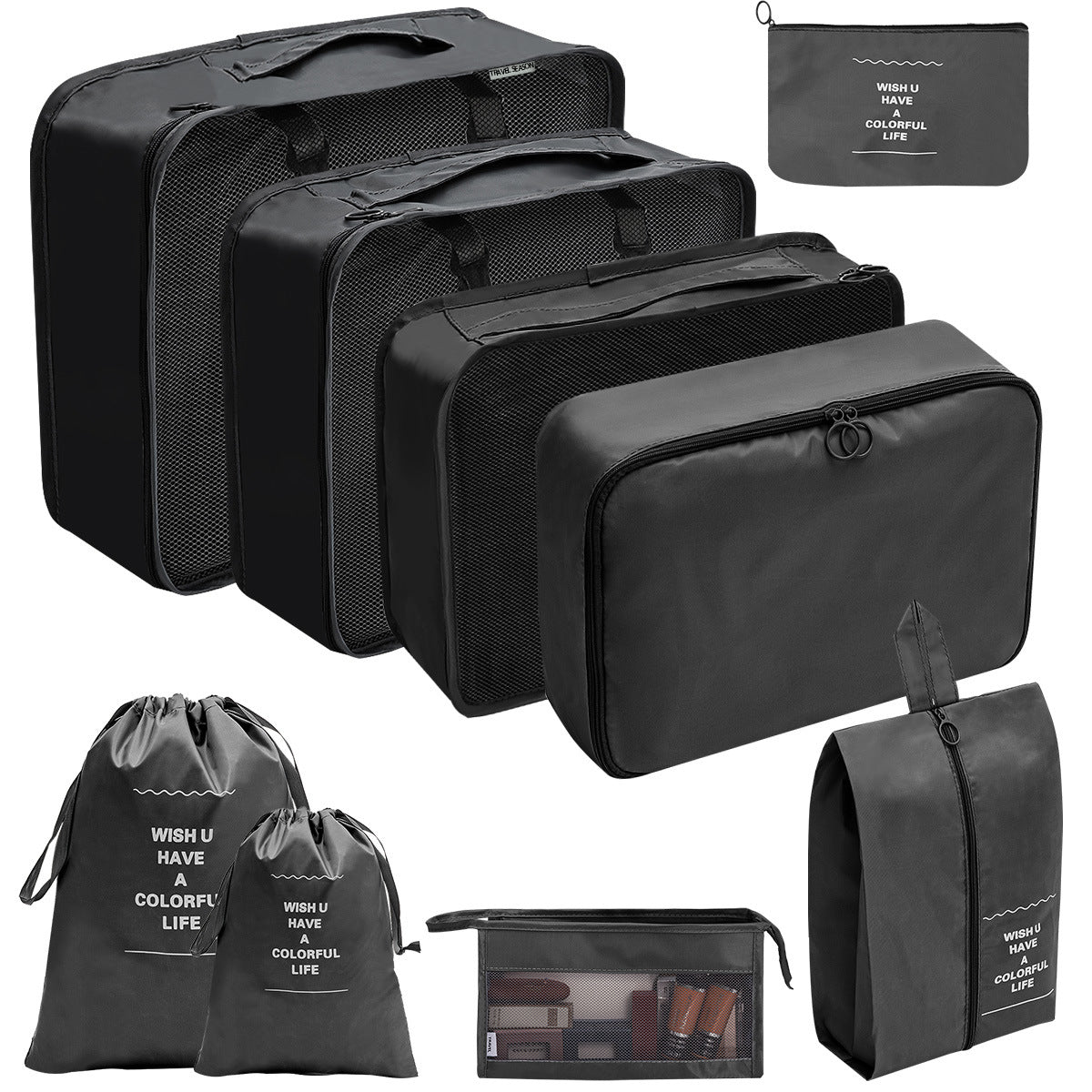 Travel Storage Bag Set for Toiletries Cosmetics and Digital Accessories