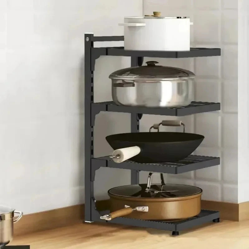 Kitchen Shelf Space-saving Kitchenware Storage Rack Adjustable Pot Rack 3-4 Tiers Under Sink/Corner Applicable