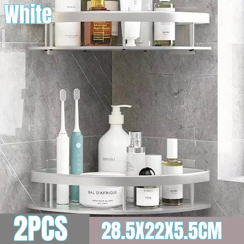 Bathroom Shelf Kitchen Storage Organizer Aluminum Alloy Shower Shelf Bathroom Accessories No Drilling Wall Shelf