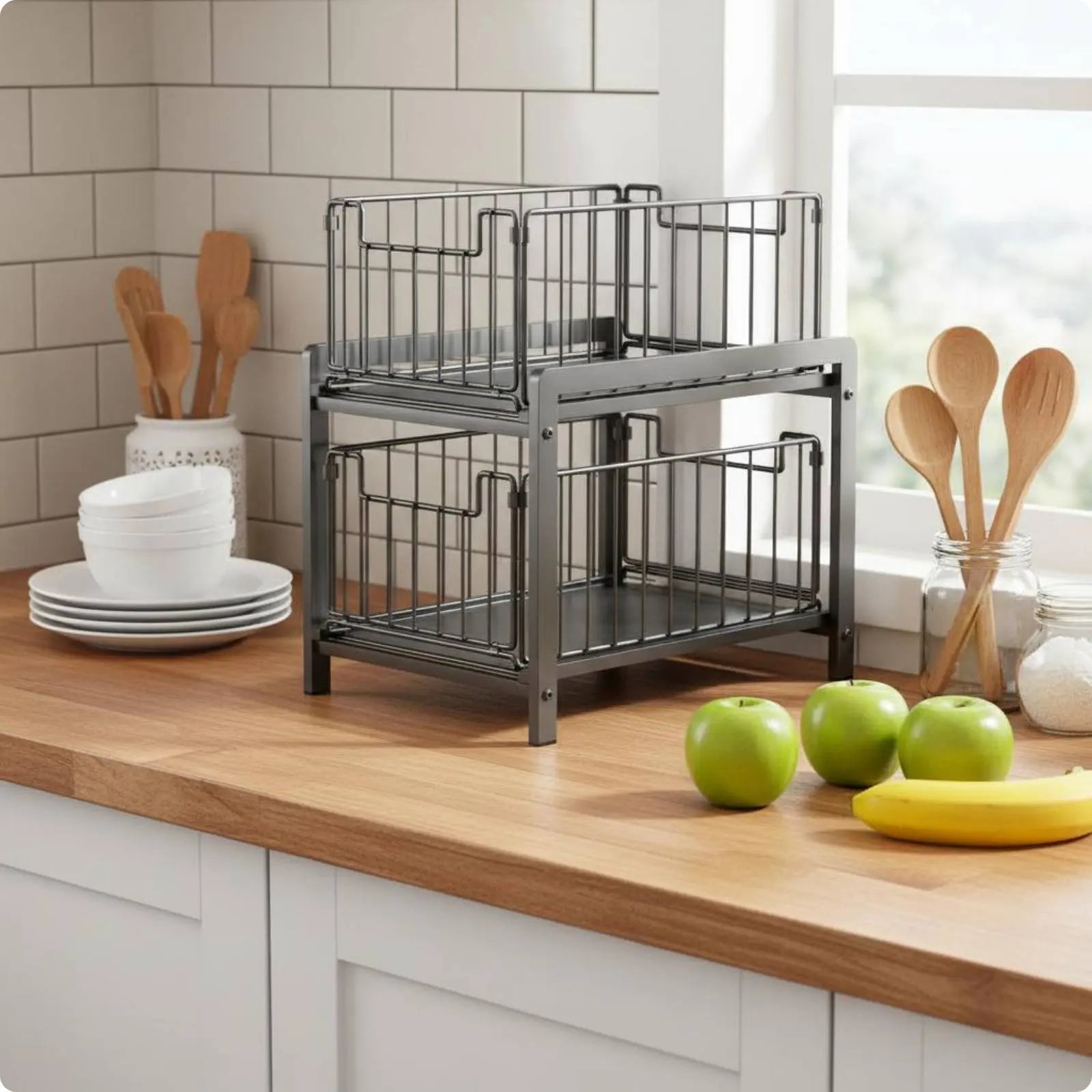 Under Sink Pull Extendable Shelf Versatile Under Sink Storage Shelf Cabinet Sliding Drawer Rack Sturdy Construction for Kitchen