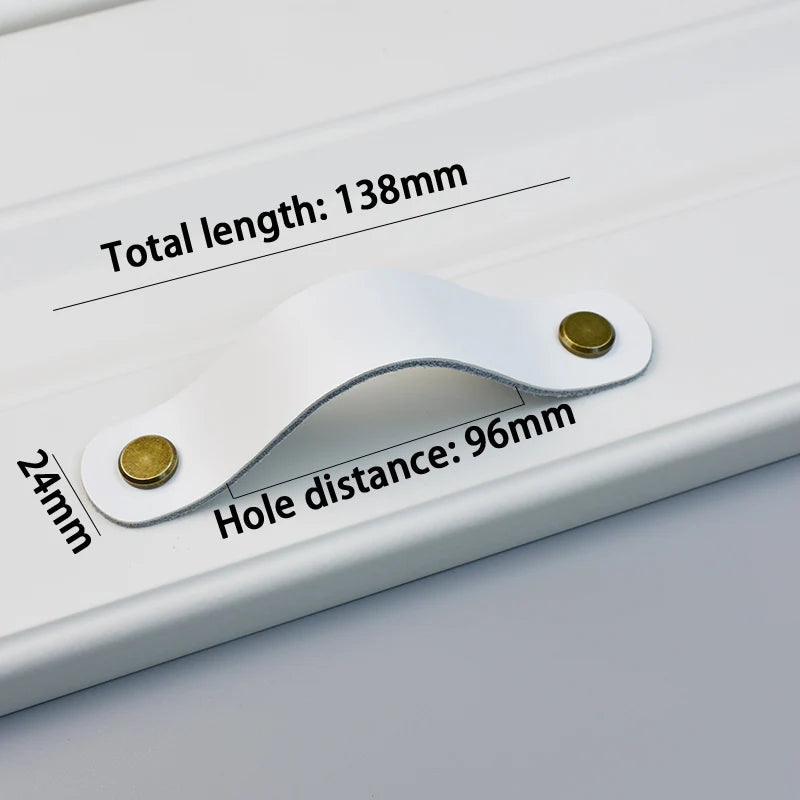 AOYIHOM Modern Minimalist Kitchen Cabinet Storage Leather Pulls White Nordic Cowhide Furniture Handle Drawer Wardrobe Door Knob