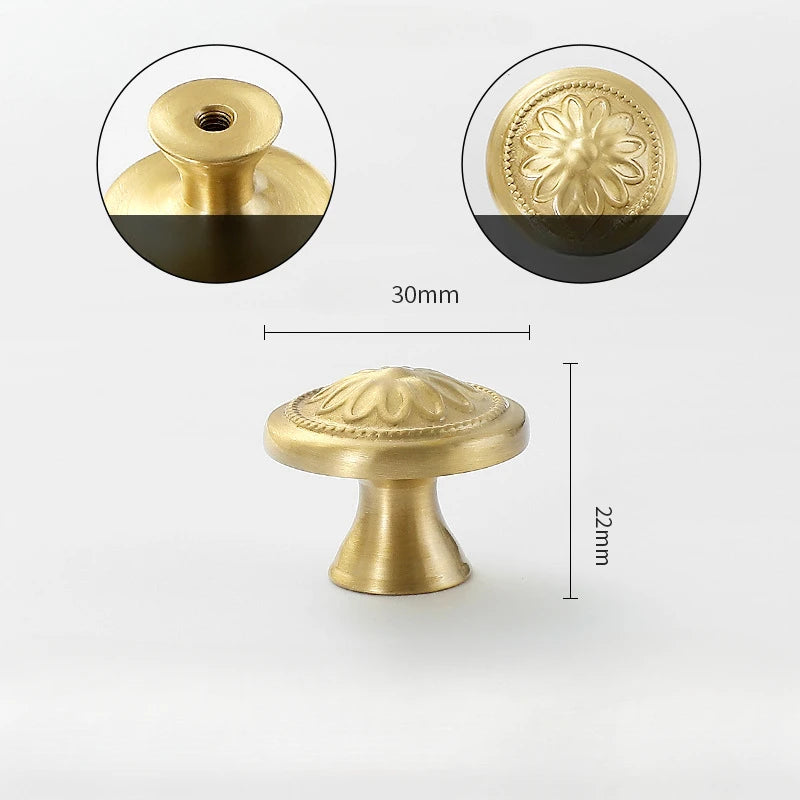 1pcs Round Brass Gold Furniture Handles For Drawers Bathroom Kitchen Storage Cabinet Pulls Wardrobe Shoe Cupboard Door Knob