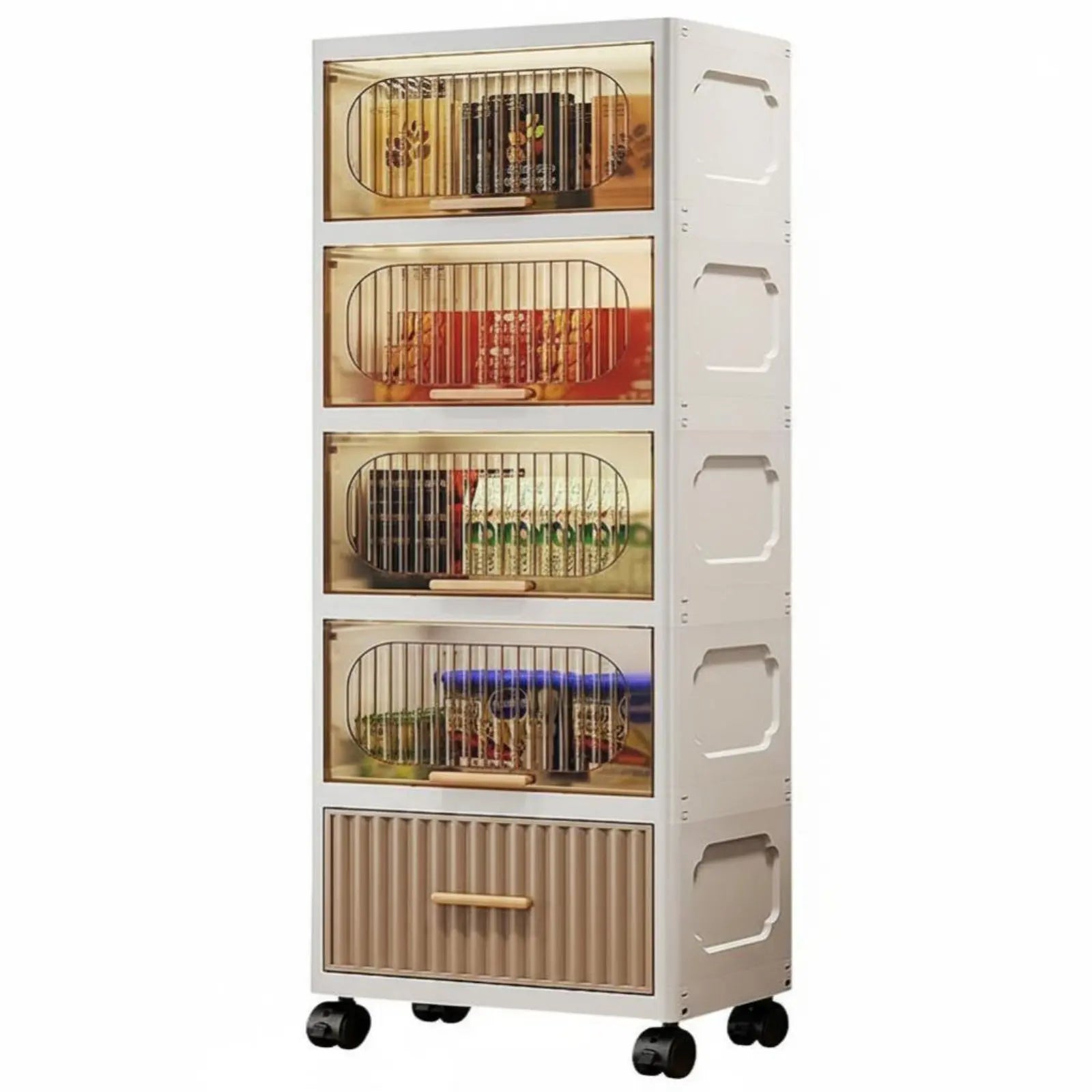 Multi-Tier Organizer hinged-lid reach Wheeled Crevice Cabinet Space Saving Easy Assembly for Students, Kitchen