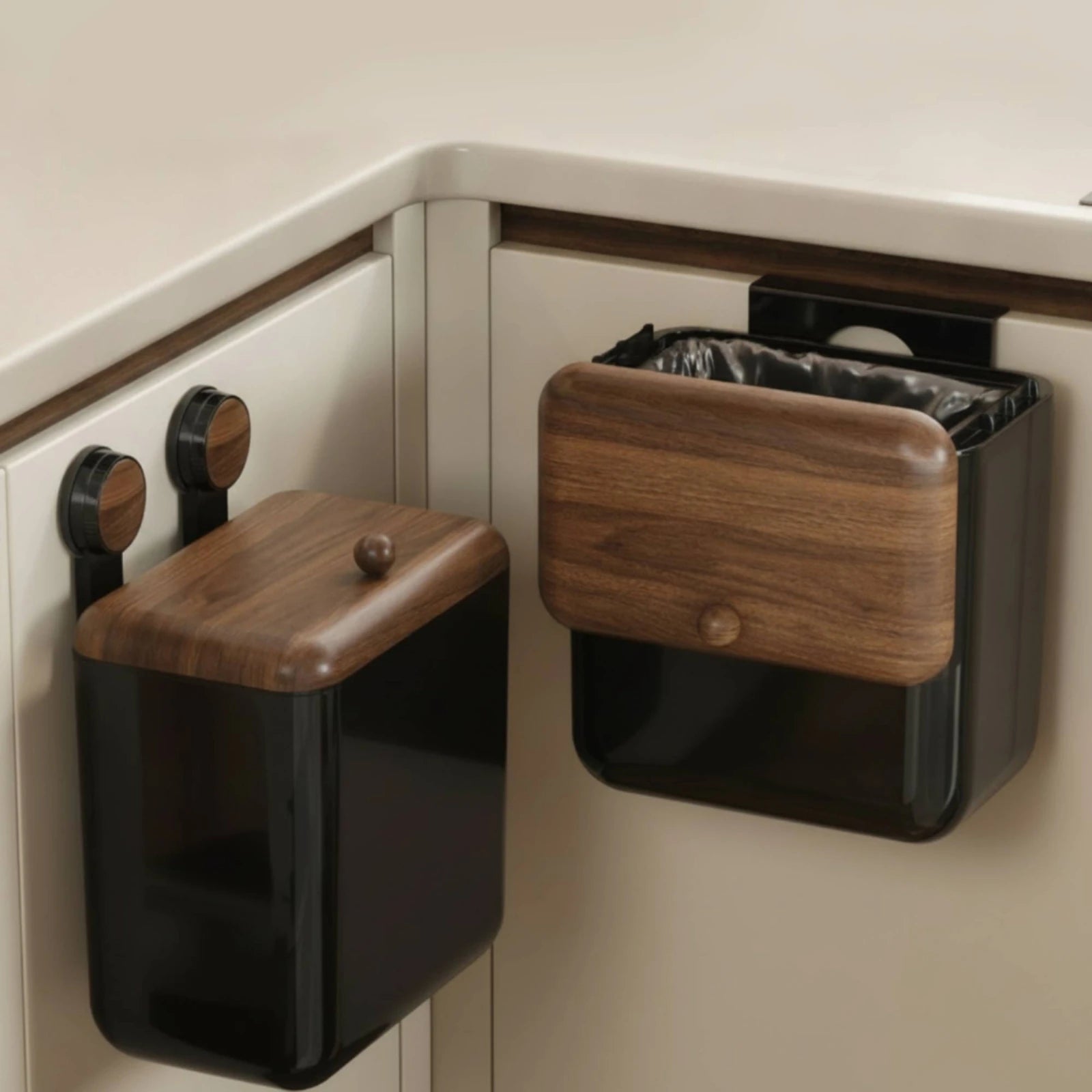 Wall-Mounted Kitchen Trash Bin with Lid – Hanging Cabinet Waste Bin for Kitchen & Bathroom