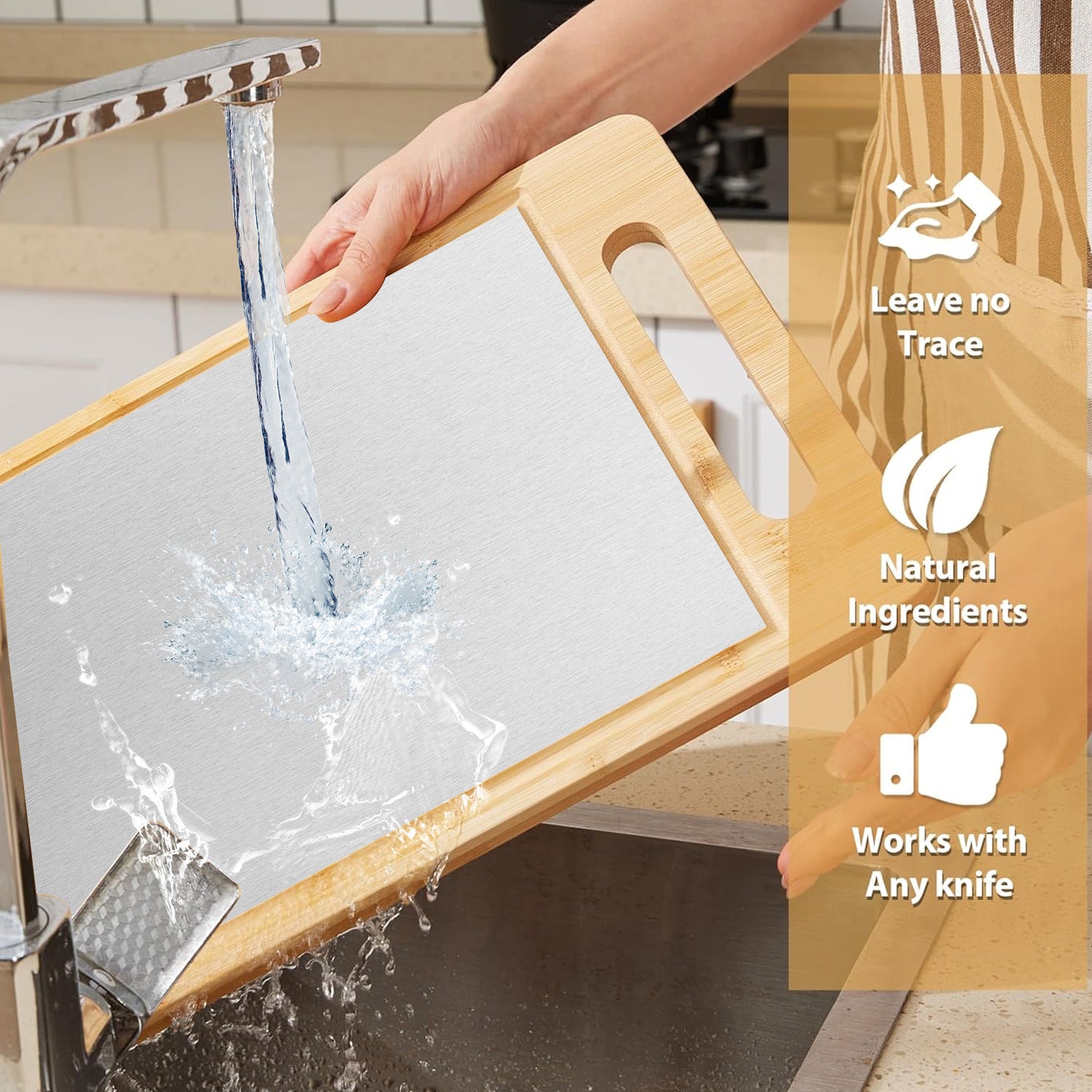 Stainless Steel and Bamboo Cutting Board