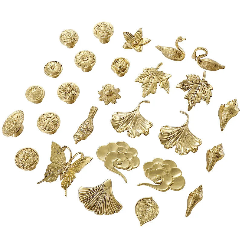 1pcs Round Brass Gold Furniture Handles For Drawers Bathroom Kitchen Storage Cabinet Pulls Wardrobe Shoe Cupboard Door Knob