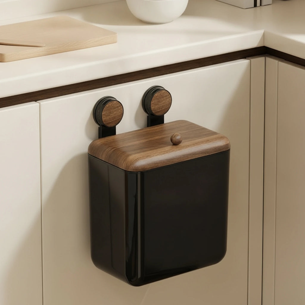 Wall-Mounted Kitchen Trash Bin with Lid – Hanging Cabinet Waste Bin for Kitchen & Bathroom