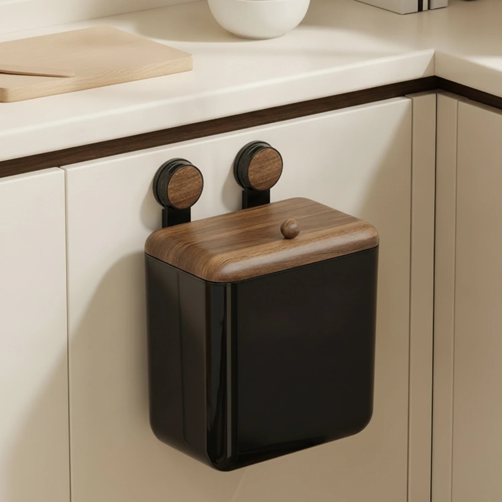 Wall-Mounted Kitchen Trash Bin with Lid – Hanging Cabinet Waste Bin for Kitchen & Bathroom
