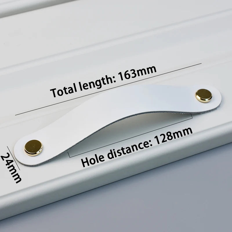 AOYIHOM Modern Minimalist Kitchen Cabinet Storage Leather Pulls White Nordic Cowhide Furniture Handle Drawer Wardrobe Door Knob