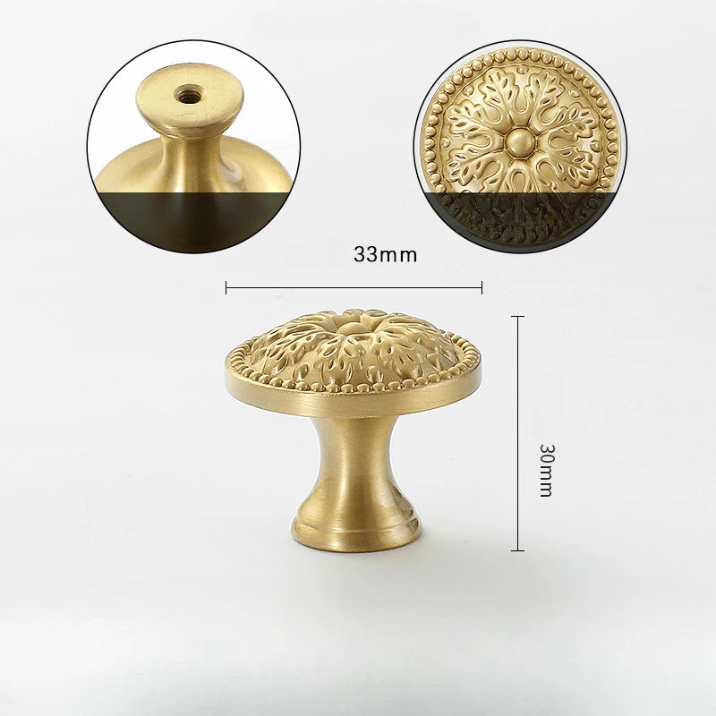 1pcs Round Brass Gold Furniture Handles For Drawers Bathroom Kitchen Storage Cabinet Pulls Wardrobe Shoe Cupboard Door Knob