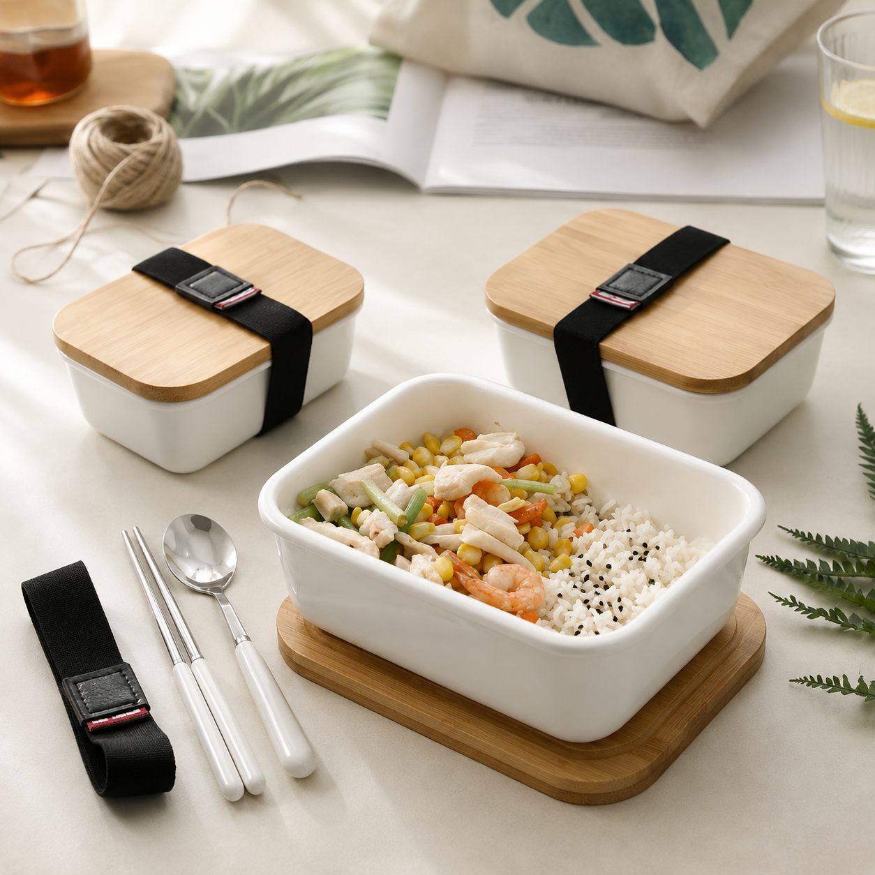 Japanese ceramic food container with cover for fridge, microwave, and fruit storage